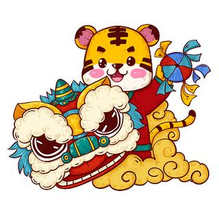 2022年虎年吉祥老虎卡通素材虎年新年春节2022年元素