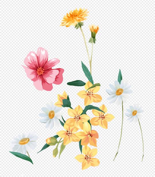 手绘小雏菊绿植背景素材