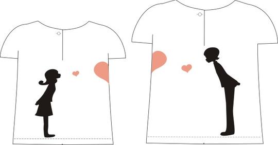 t恤印花情侣装【高清cdr素材】-90设计