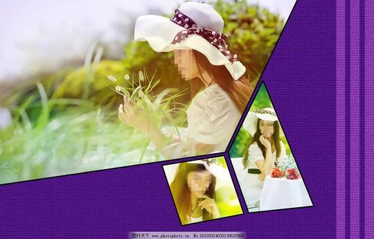 相框模板草地狗尾草美女摄影模板线条阳光相框模板素材下载
