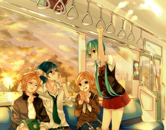 甜蜜的时光,列车,vocaloid,初音未来,女生和小伙伴们,动漫图片