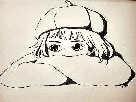 十月桃的十分钟绘画练手橡皮章素材线稿水彩古风手绘
