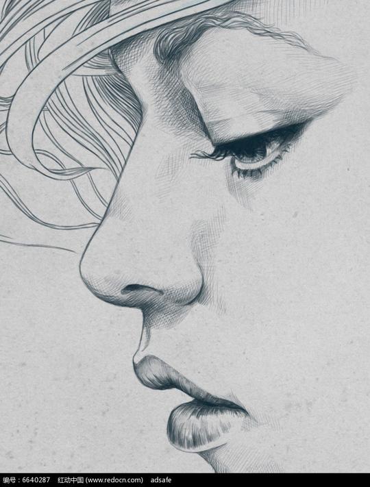免费素材图片素材文化艺术其他向下看的女性素描画请您分享