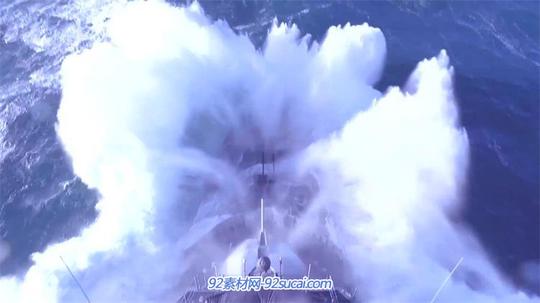 轮船军舰出海激起浪花乘风破浪海上航行特写镜头高清视频实拍