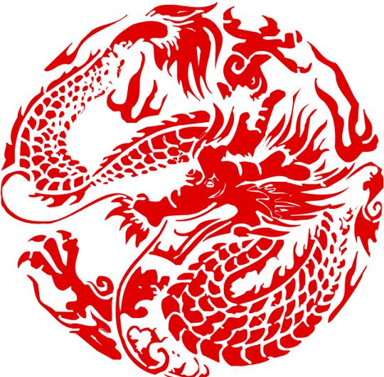 中国传统元素中国龙中国红透明背景免扣素材png