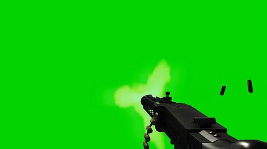 机关枪全自动连续射击绿屏抠像影视特效视频素材