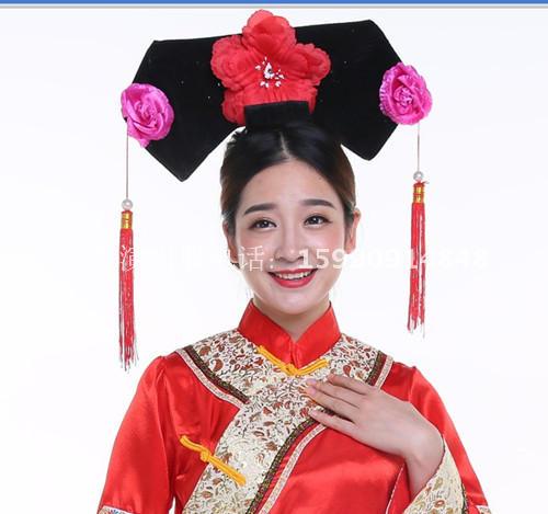 古代还珠格格旗头宫廷宫女帽清朝格格古装格格头饰格格演出服帽