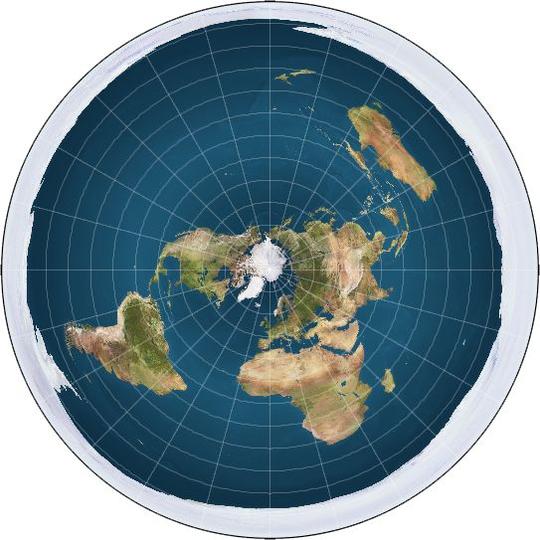 标准单极平面地球图