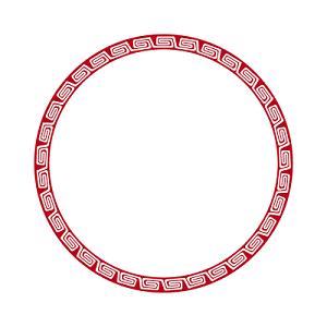 中国风红色圆环新年回形纹花纹古风圆形框png春节png素材回纹圆古风套图