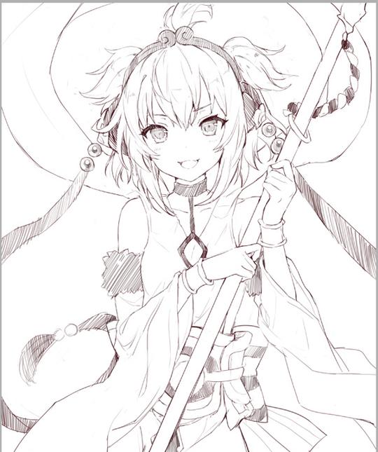 人物黑白动漫素材插画绘画线稿手绘女生男生长发短发转载二次元美少女战士