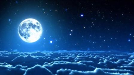 a123唯美童话太空月球浪漫婚礼led大屏幕视频星空背景月亮云层婚庆素材