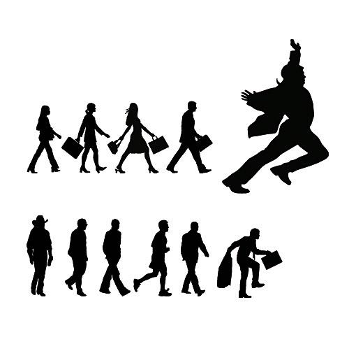 人物走路姿势剪影矢量素材