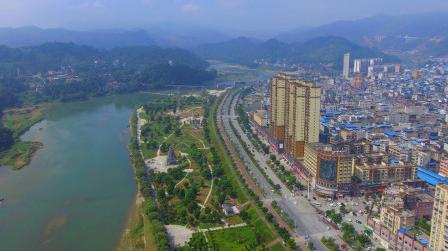 航拍上饶市区高楼全景
