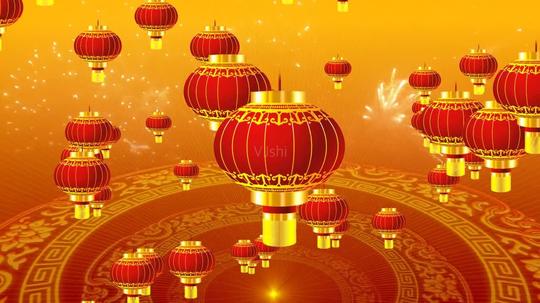 元旦春节新年新春灯笼旋转视频背景素材下载-中国风