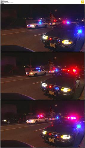 警车灯光闪烁实拍视频素材