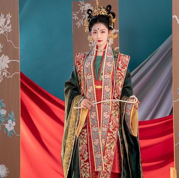 重回汉唐汉服女华裳九州走秀款子衿重工刺绣宋制婚服全套秋冬