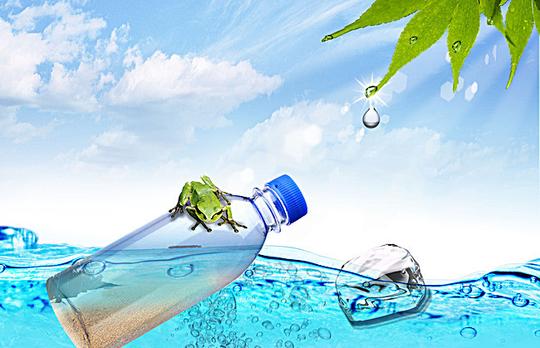水面上的漂流瓶背景素材