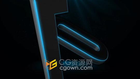 视频素材-4k蓝色发光描边三维数字10秒倒数倒计时背景动画