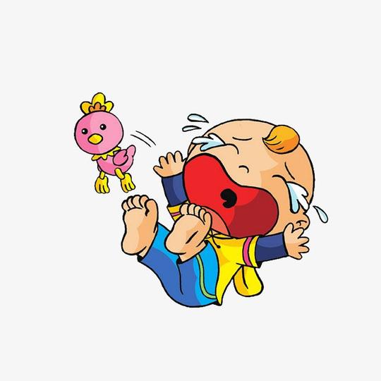 流眼泪卡通躺地上伤心大哭的小婴儿素材