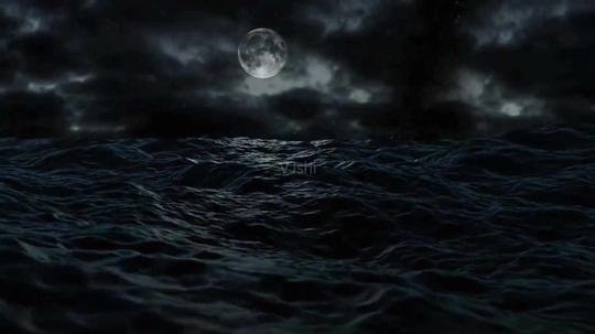 恐怖阴森海上乌云波浪月亮_1280x720_高清视频素材(:)