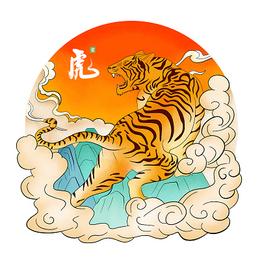 中国风国潮老虎卡通彩色手绘虎虎生威虎年元素新年春节素材虎年虎年新年春节2022年元素