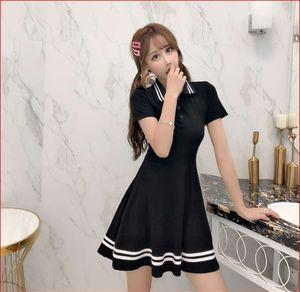 小心机裙子中长款polo领连衣裙女清纯可爱性感女装甜美制服短裙夏
