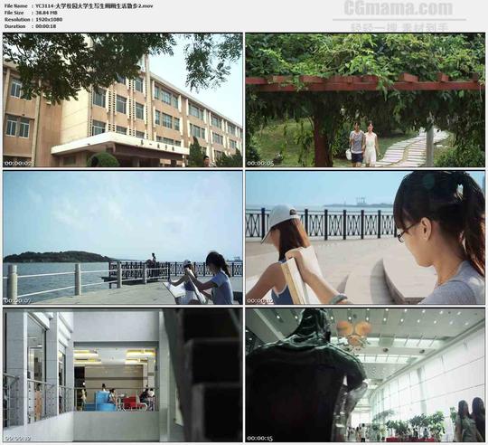 yc3114-大学校园大学生写生画画生活散步高清实拍视频素材
