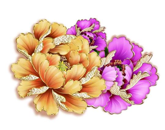 华丽金边牡丹花