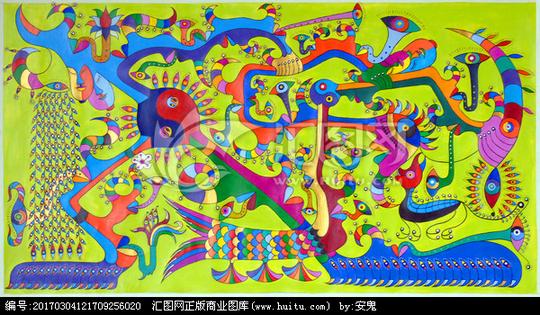 《我的抽象世界》抽象创意图案丙烯画图片素材