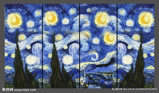 星空油画图片-油画风景|油画棒画图片大全|初学油画临摹图片|素描图片