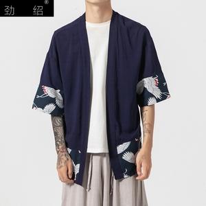 日式开衫和风外套男长款时尚潮流社会装夏天仿古装福尔摩斯风衣我