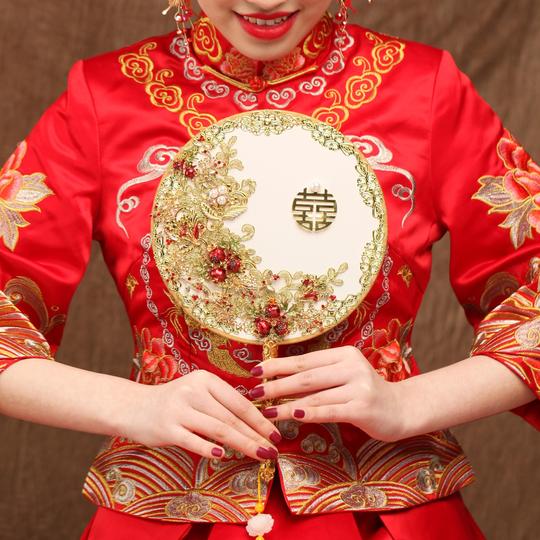 花团扇汉服秀和扇子刺绣手工diy苏绣新婚礼物流苏坠穗中式新娘捧