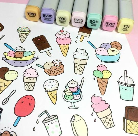 一组萌萌的简笔画素材~#马克笔#ins:kirakiradoodles