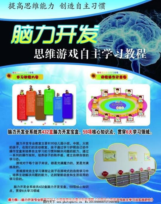脑力开发彩页广告设计模板向日葵一家人源文件脑力开发彩页素材下载