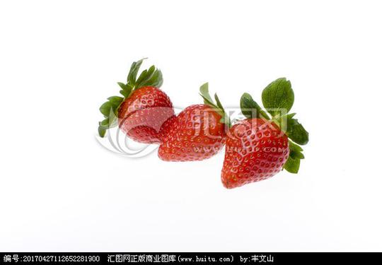 >草莓水果美味食品美食浆果新鲜美味的背景特写白底静物