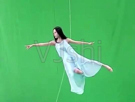 飞天美女姑娘影视美女绿布素材
