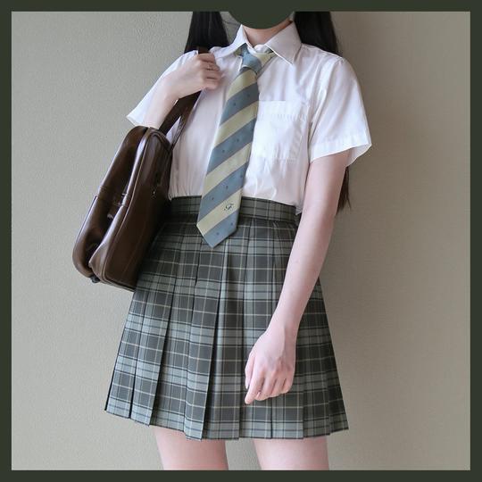 【千岁】现货中牌原创jk制服西式格裙百褶裙制服裙橄榄军绿短裙