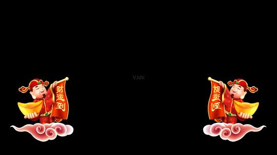 带通道财神爷动画新年视频素材_1920x1080_高清视频