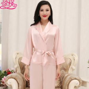 琼瑛丝绸睡衣女春夏桑蚕丝真丝家居服套装粉色l16588