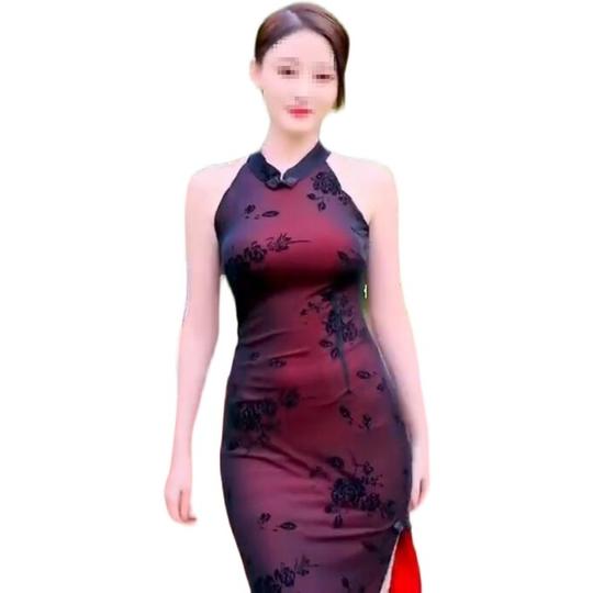 抖音蕾蕾同款无袖旗袍长款气质中国风复古女人味2021夏新款女神范