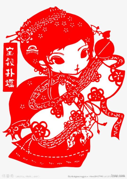 宝钗薛宝钗红楼梦人物创意剪纸红色民间艺术中国风宝钗红楼梦红楼梦宝钗