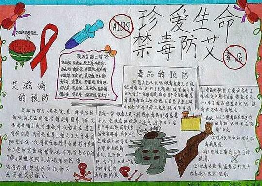 禁毒手抄报,安全手抄报素材大全,禁毒防艾珍爱生命手抄报版面设计图