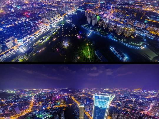 航拍温州市夜景led高清视频素材