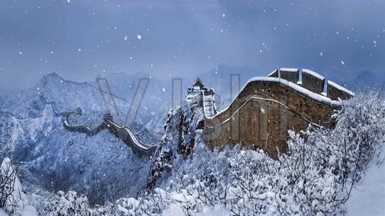 长城下雪背景_3840x2160_高清视频素材下载(编号:)