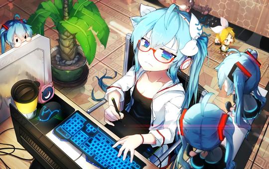 初音画画电脑初音未来4k动漫壁纸