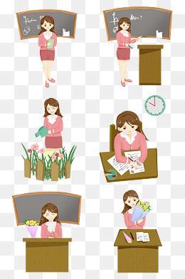 老师上课卡通手绘插画素材图片免费下载_高清psd_千库