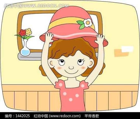免费素材矢量素材矢量人物卡通形象戴帽子的小女孩请您分享