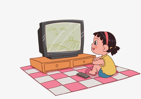 小女孩看电视【高清png素材】-90设计