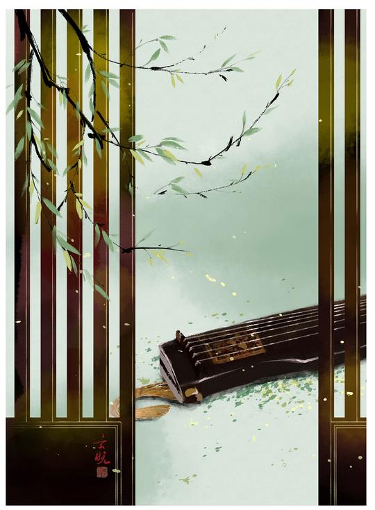 古风素材#锦瑟#绘师:玄晚_淳爷没有们