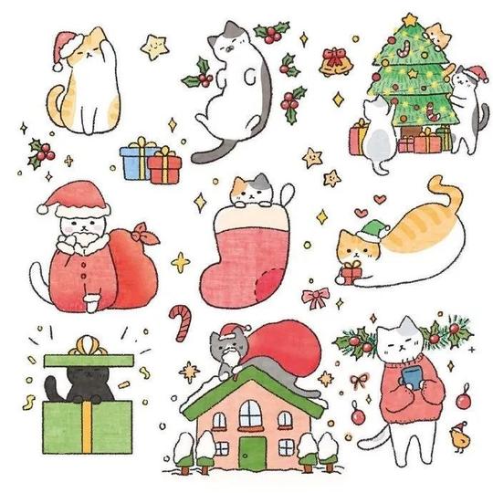 治愈猫咪手账素材简笔画素材by:nang_nang_studio橙池未蓝crystal